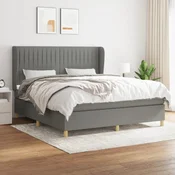 Greatstore Box spring postelja z vzmetnico temno siva 180x200 cm blago