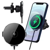 shumee Alogy Airvent MagSafe QI polnilnik 2-v-1 z brezžičnim polnilnikom za MagSafe 15W za masko, črne barve