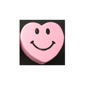 Drvena perla srce+smajli 20 mm roze