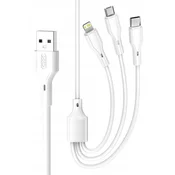 shumee Kabel XO NB230 3v1 USB + USB-C + microUSB + Lightning 1,0 m 2,4 A bel