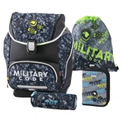 Play Logic set 4u1 Military Code, Anatomski ranac, Torba za patike, 2 pernice, Tamnosivi