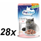 PreVital mokra hrana za mačke Naturel, postrv v želeju (28 x 85 g)