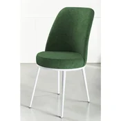 Hanah Home set trpezarijskih stolica Dexa 2 kom, kaki zelena tkanina Babyface, bele metalne noge