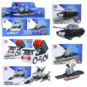 slomart LEAN TOYS Gradbeni bloki 2v1, vojaška vozila, roboti