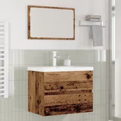 vidaXL Komplet pohištva za kopalnico 3 pcs Stari les 60 x 38.5 x 45 cm