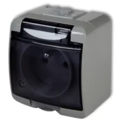 shumee Majhna enojna vtičnica z/z dimno loputo, pepelnato siva IP54 10GHE-1d