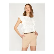 Koton Womens Ecru Normal Waist Shorts with Pocket Detail