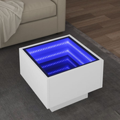 Bocni stolic LED bijeli 40 x 40 x 30 cm od konstruiranog drva