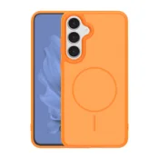 Onasi Frame silikonski ovitek z MagSafe za Samsung Galaxy S25 FE - oranžen