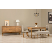 HANAH HOME Vina Bench 04 1005 Atlantic Pine Cream (Produžni trpezarijski sto, stolice i konzola (6 komada)
