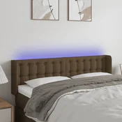 Vidaxl vidaXL Vzglavje postelje z LED diodo temno rjavo 147x16x78/88 cm blago