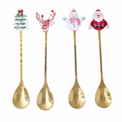 ČAJNA ŽLIČKA BOŽIČNI DIZAJN MIX13,9X2,3CM ZLATA 4PCS