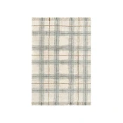 Kremno belo-žajbljevo zelena pralna ročno tkana bombažna preproga 140x190 cm Tartan Blue Sage – Lorena Canals