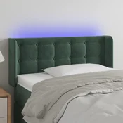 Vidaxl vidaXL Vzglavje postelje z LED diodo temno zeleno 93x16x78/88 cm žamet