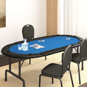 VIDAXL Zložljiva poker podloga za 10 igralcev modra 208x106x3 cm