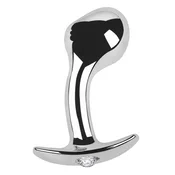 SuperLove Metal Prostate Plug Silver-Clear Gem Large
