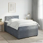 vidaXL Postelja boxspring z vzmetnico Temno siva 120 x 200 cm Žamet