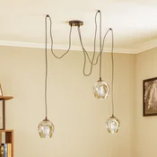 EMIBIG LIGHTING Stropna svetilka Starla, steklo grafit, 3-svetilna, decentralizirana - Dnevna soba/jedilnica - Sodobni - črna, grafitna