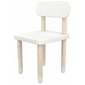 Flexa Drvena stolica s naslonom za djecu bijele točkice