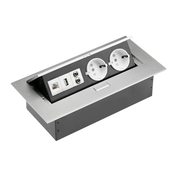 GTV Vgradna vtičnica 2 X ŠUKO in 2 X USB, AUDIO, RJ45 siva, (21227074)