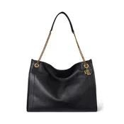 Usnjena torbica Lauren Ralph Lauren črna barva, 431969352