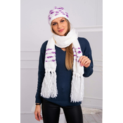 Womens set with scarf Anika K304 ecru + purple
