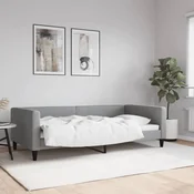 Greatstore Raztegljiva postelja svetlo siva 100x200 cm blago