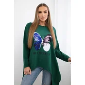 Oversize print blouse dark green