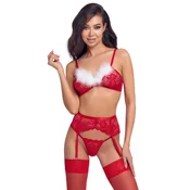 Cottelli X-Mas Floral Lace Bra Set 2215667 Red L/XL