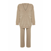 Trendyol Mink Buttoned Cardigan-Pants Knitwear Top-Top Set