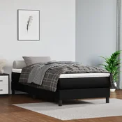 Okvir za krevet s oprugom crni 80 x 200 cm od umjetne kože