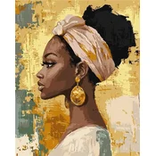 Rayher. Slikanje po številkah, Beauty with golden earrings, s kovinskimi barvami