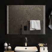 vidaXL LED kopalniško ogledalo Transparentno 80 x 60 cm kaljeno steklo