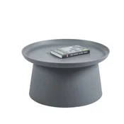 It Moderna okrogla klubska mizica 70 cm siva plastika za dnevno sobo Furnitex
