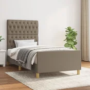 shumee vidaXL Posteljni okvir brez vzmetnice taupe 90x200 cm blago