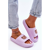 Lightweight ladys foam slippers with teddy bear purple Lia
