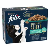 FELIX Deliciously sliced Multipack losos/tuna/trska/morska plošča v želeju 12x80g