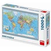 DINO slagalica Karta svijeta, 1000 dijelova