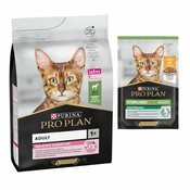 Pro Plan suha mačja hrana + 6 x 85 g mokre hrane gratis! - Adult Delicate Digestion bogata z jagnjetino (3 kg) + Piščanec (6 x 85 g)