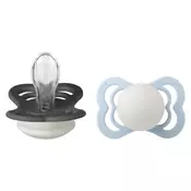 bibs® simetrična duda supreme silicone night iron & baby blue glow
