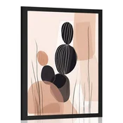 Plakat abstraktne botanične oblike kaktus - 30x45 white