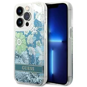 Ovitek Guess Flower Liquid Glitter za iPhone 14 Pro Max - zelena