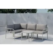 Venture Design Kotna sedežna garnitura Hydra, kavč 72x68x138x196 cm, miza 42x55x55 cm, rjava