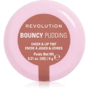 Revolution Bouncy Pudding Lip & Cheek večnamensko ličilo za ustnice in lica odtenek Hazy Nude 6 g
