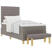 Vidaxl Postelja z vzmetnico z blazino Taupe 200 x 90 cm blago