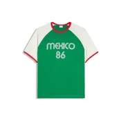 Bershka Majica zelena / rdeča / bela