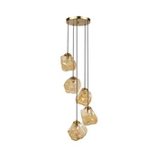 Luster na sajli CRISTAL 5xE14/15W/230V mesing/zadimljeno bež