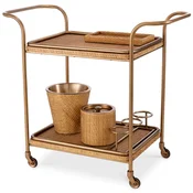 Casa Padrino luxury solid wood serving trolley natural/vintage brass