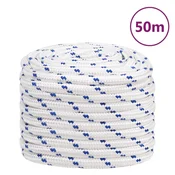Vidaxl Vrv za čoln bela 20 mm 50 m polipropilen