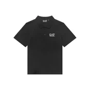 EA7 za fante. 7B000022_AF10378 Polo majica s kratkimi rokavi iz hladnega črnega bombažnega džersija (8Anos= 130cm), Črna